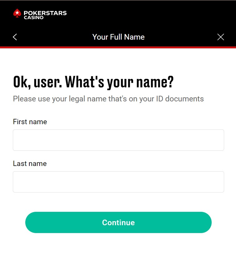 PokerStar Casino Registration Process Step 5