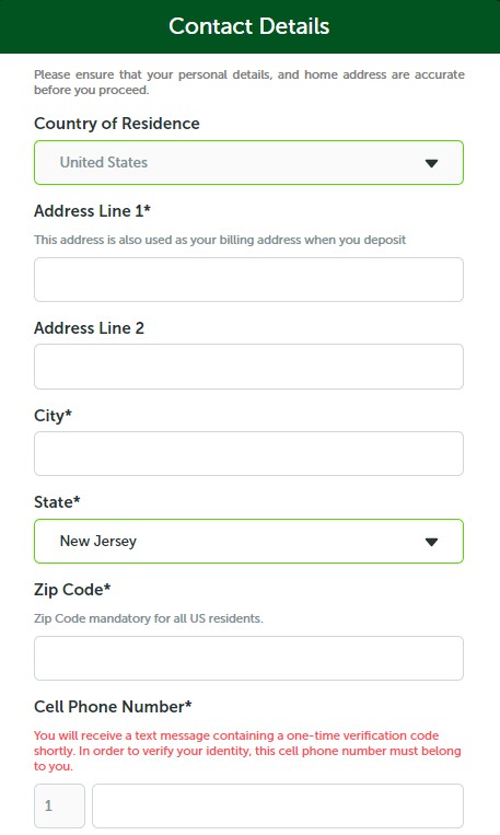 Tropicana Casino registration Process Step 3