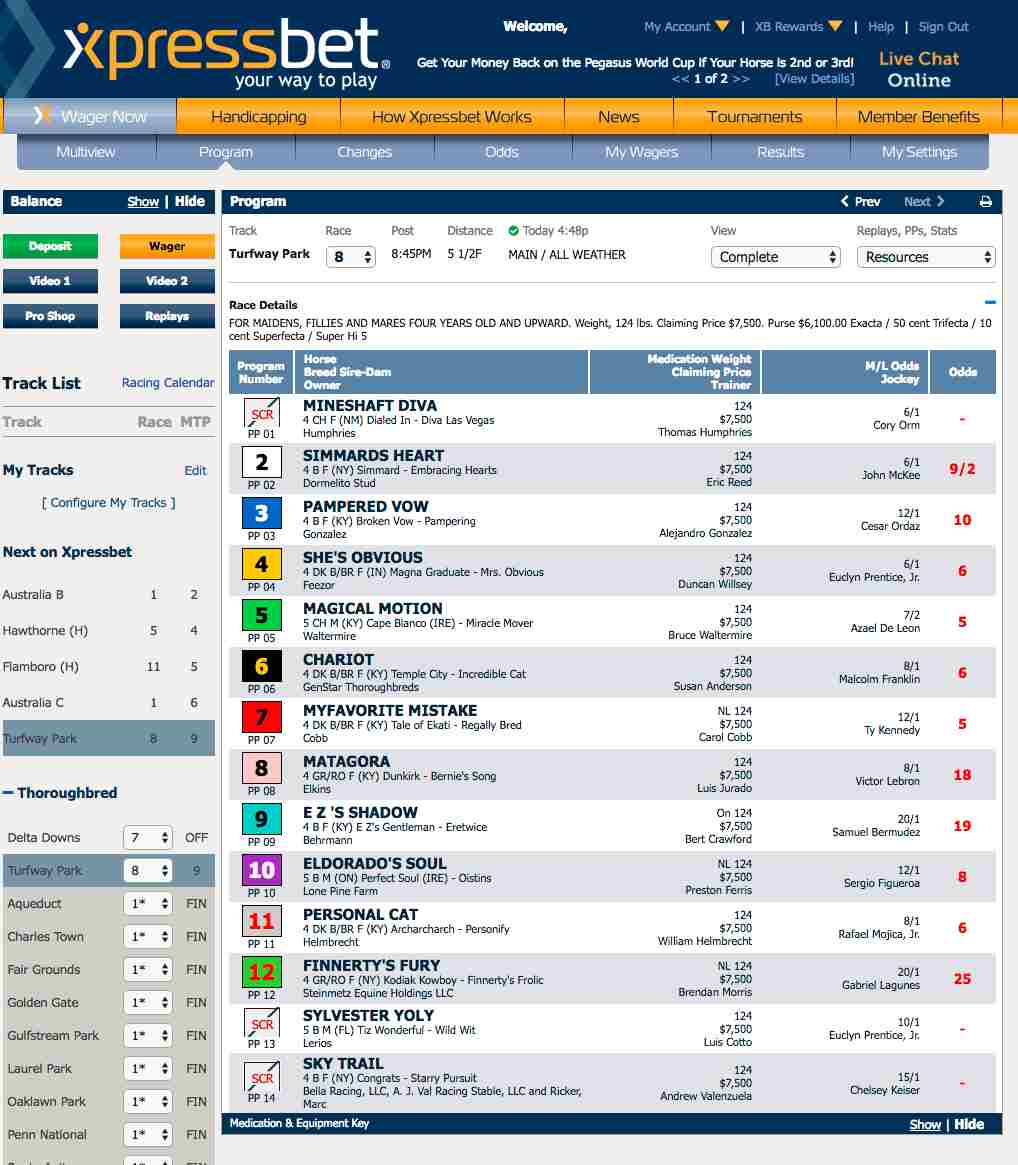 Xpressbet Racebook