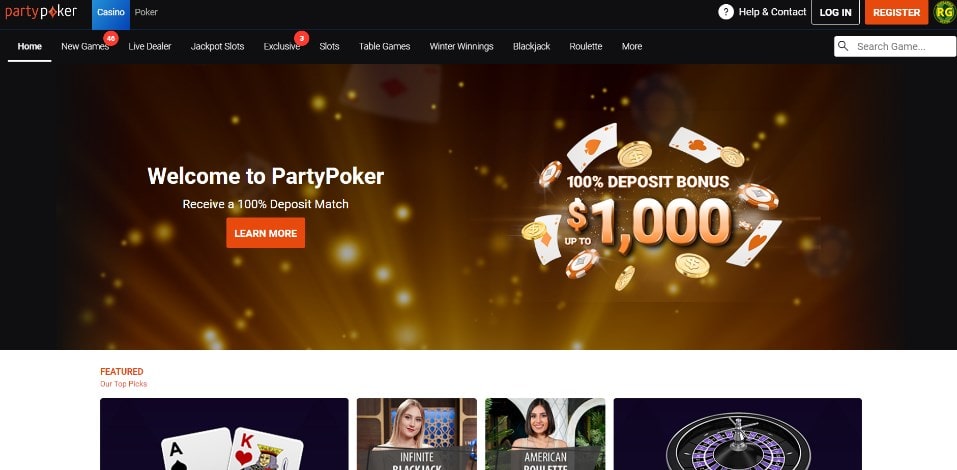 Party Poker Casino Homepage Bonus Offers