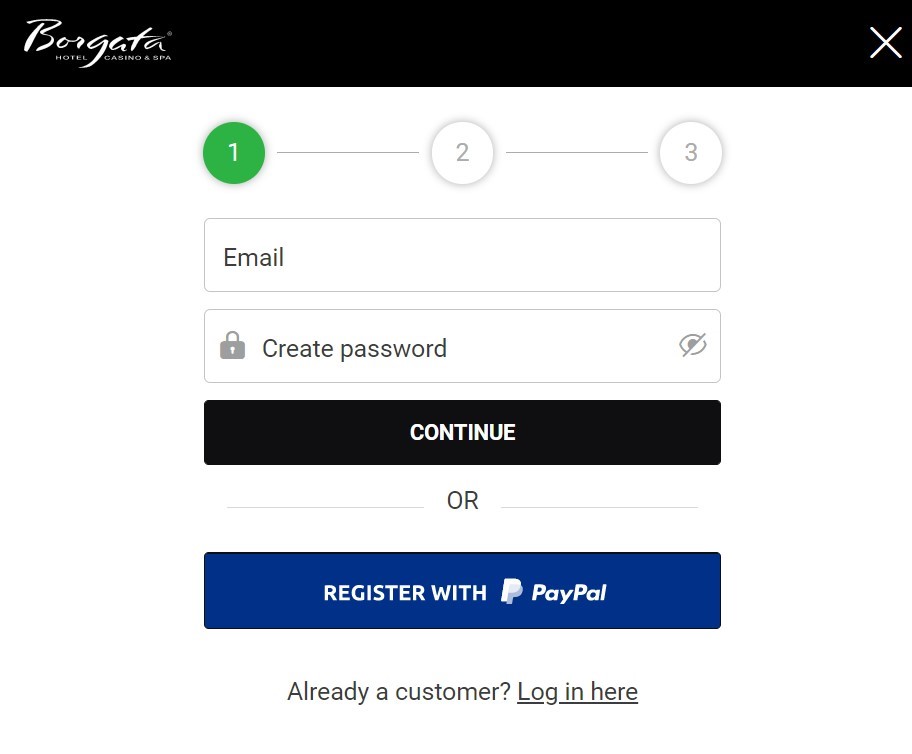 Borgata Casino Register Step 1