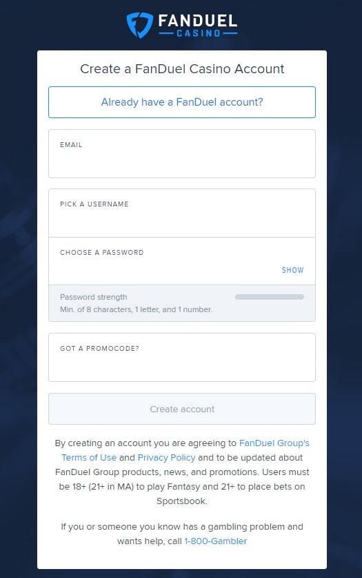 FanDuel Casino Registration