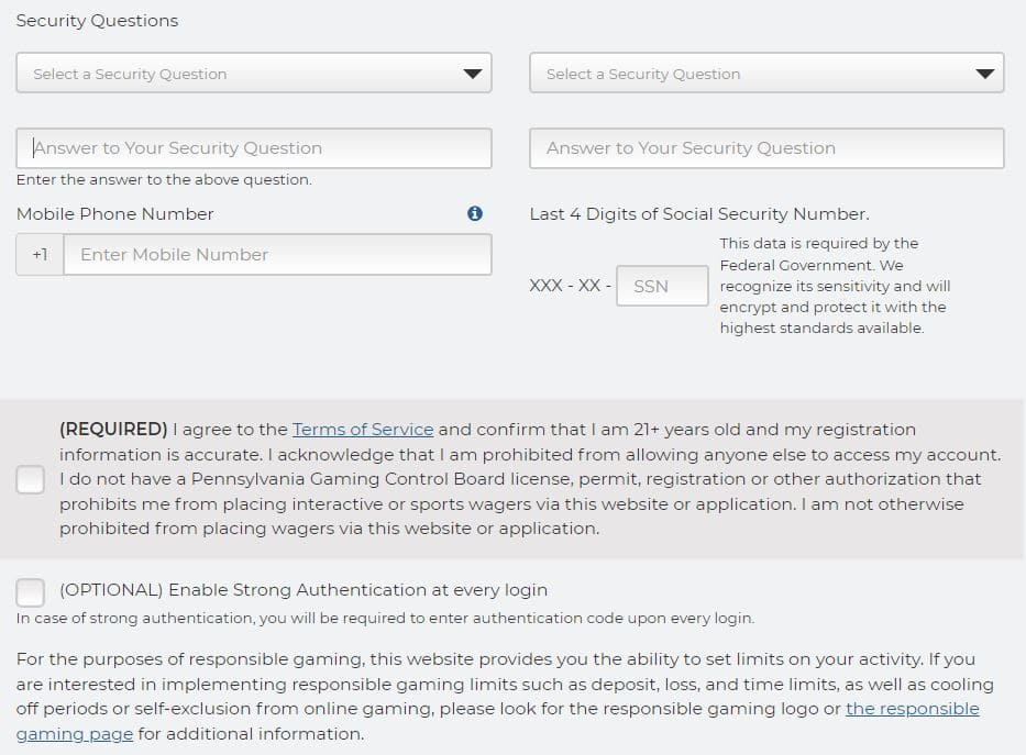 PA Gambling Registration Step 4