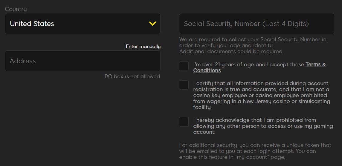 Casinos in NJ Registration Step 4